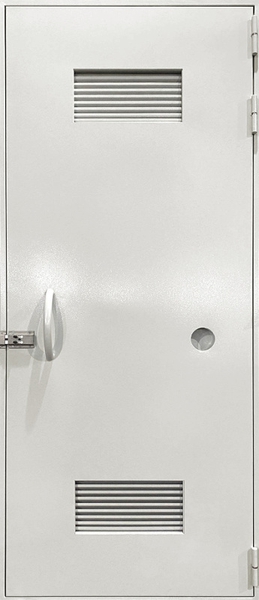 Внешняя сторона Техническая дверь с решетками-жалюзи