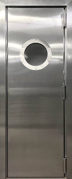 Внешняя сторона Маятниковая остекленная дверь из нержавеющей стали